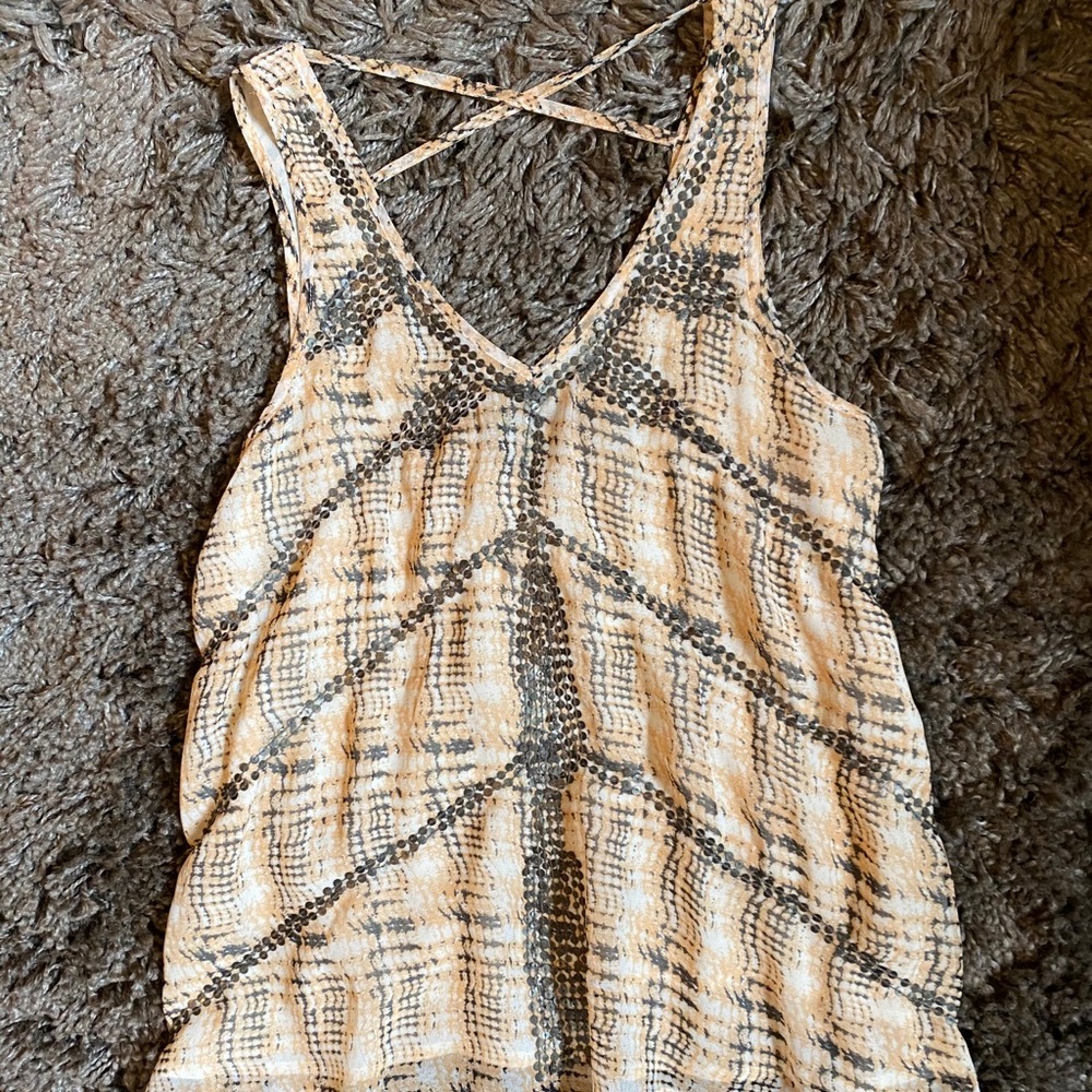 Sequined tank with back cross detail